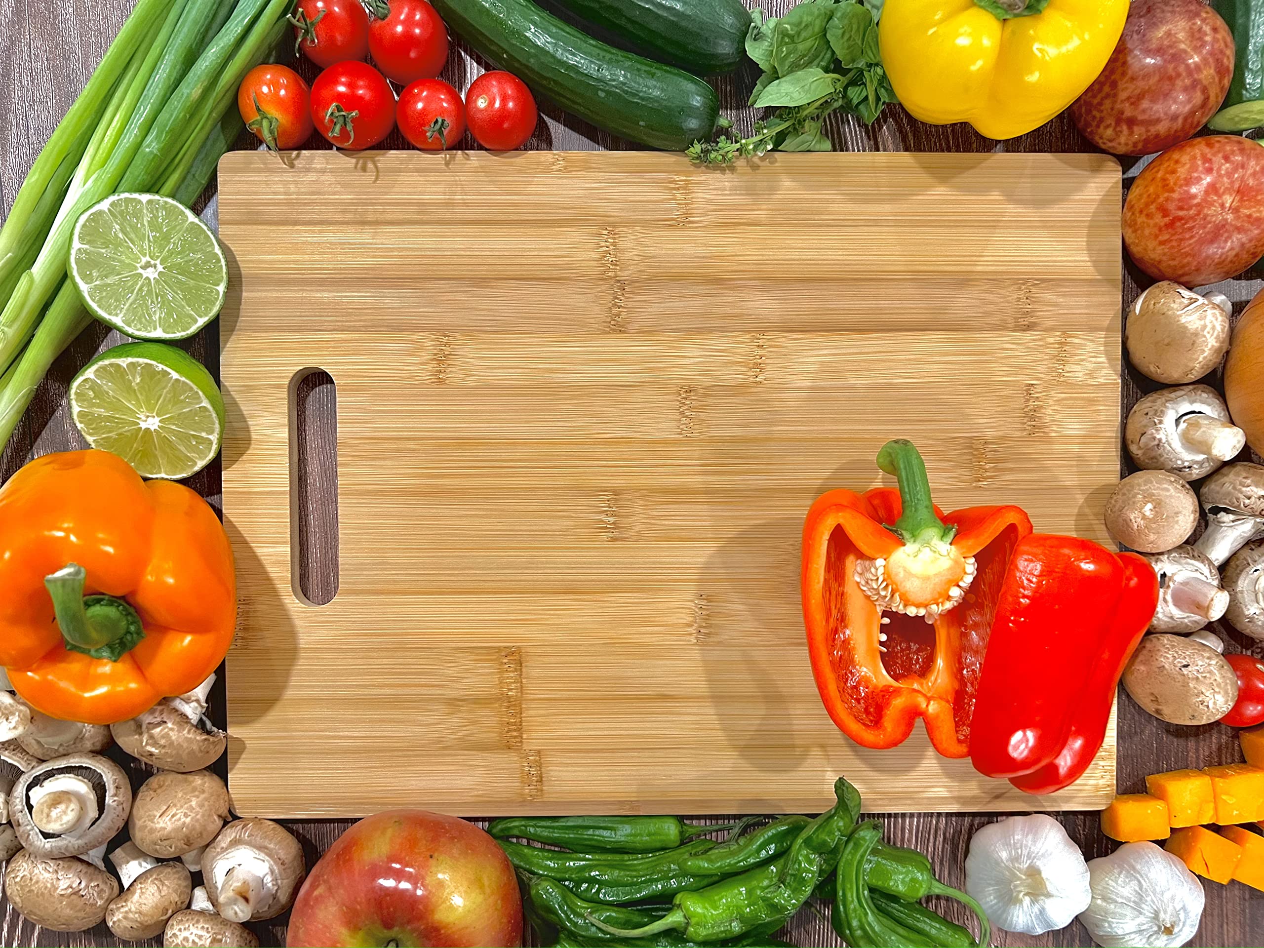 Juego de 12 platos de bambú liso de 15 x 11 pulgadas, bandeja de madera para servir, plato de cortar, tapete caliente, tabla de cortar con asa para regalo personalizado, grabado personalizado, arte de