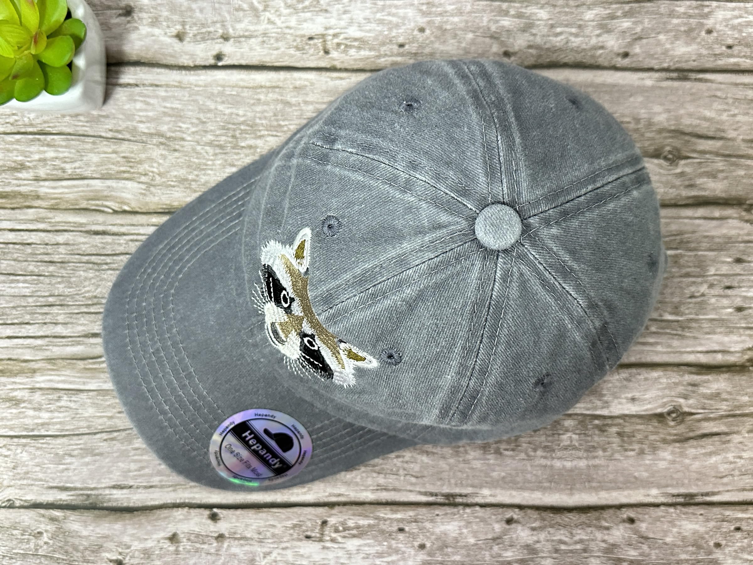 Sombreros de mapache bordados, Mapache (gris lavado) 7