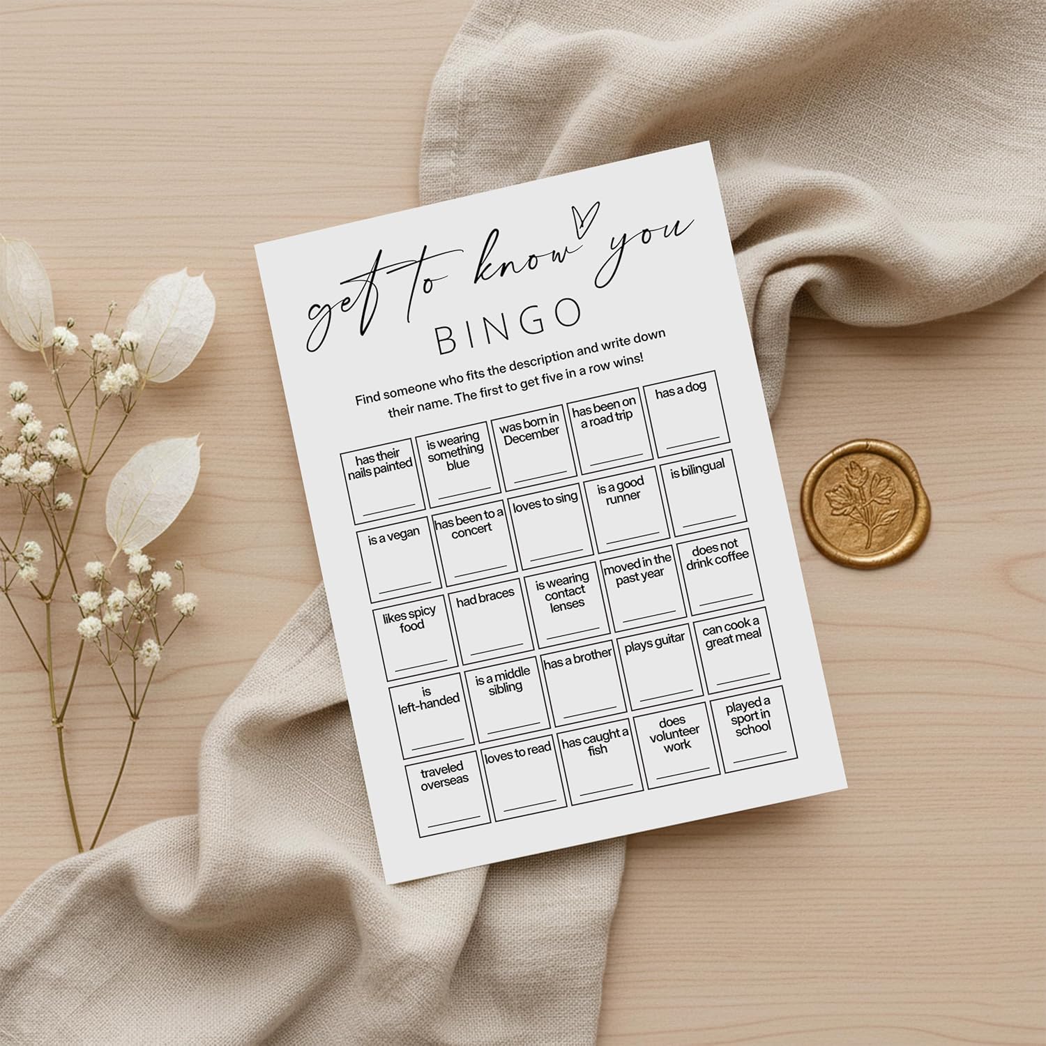 Office Bingo Cards, 25 Unique Randomized 5x7 Sheets, Get to Know You Bingo Game for Adults, Ice Breaker Office Party Games, Team Building Games for Work, High Replay Value - B005