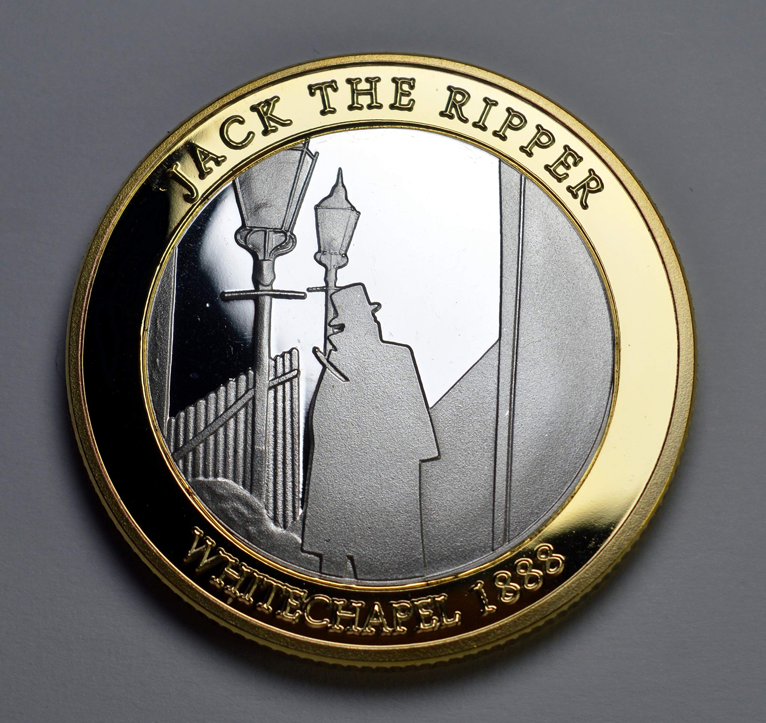 The Commemorative Coin Company JACK THE RIPPER .999 Silver & 24ct Gold 'Dual Metal' Commemorative in Capsule. Whitechapel, London, Victorian, 1888