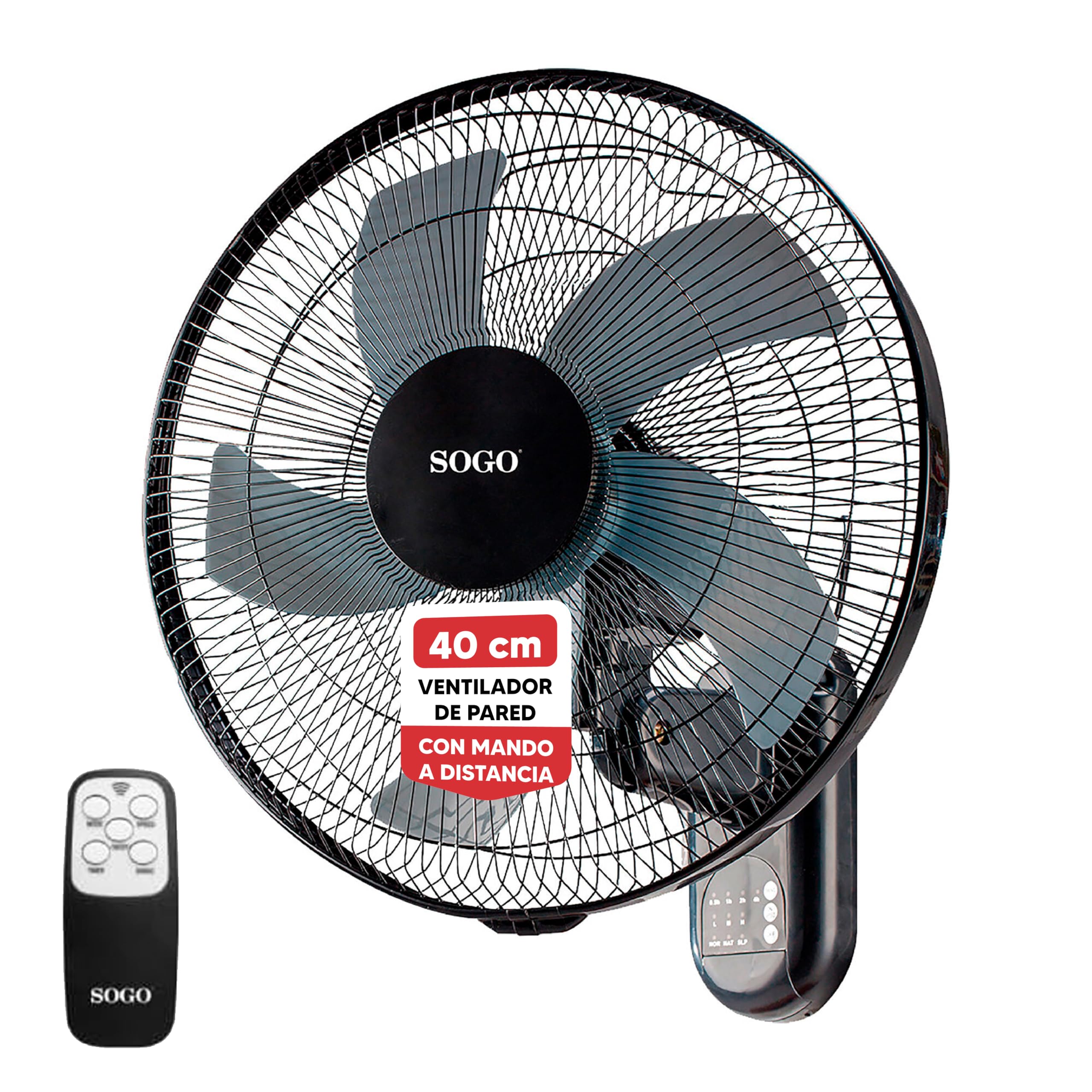 SOGO Ventilador De Pared 16" Con Mando A Distancia - Alta Potencia Bajo Ruido Para Dormitorio - Oscilante Con Temporizador - Ventilador De Pared Con Aire Direccionable