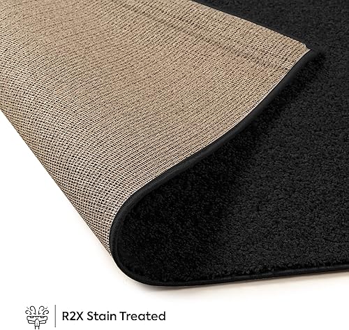 Miniatura 5 de Alfombra rectangular de color liso negro de 12 x 15 pies, apta para interiores, mascotas y niños, resistente a las manchas y a la decoloración,