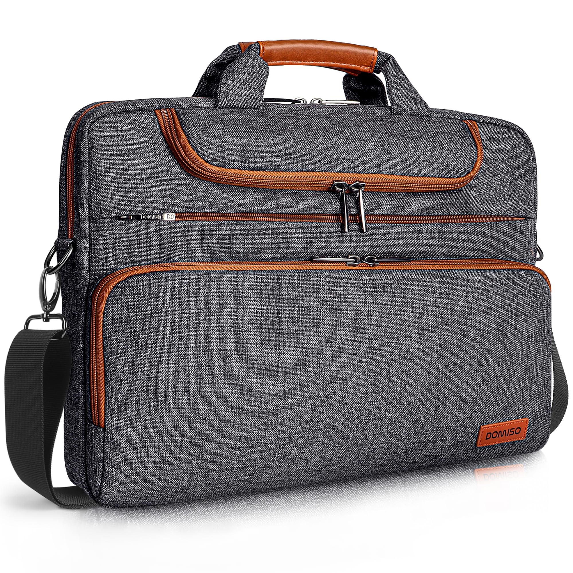 DOMISO Sacoche Ordinateur 17 Pouces Résistant à l'Eau Antichoc Pochette PC Portable Gamer Sac à Bandoulière Homme pour 17-17.3" Dell/Lenovo/Acer/HP/MSI/ASUS, Gris Foncé