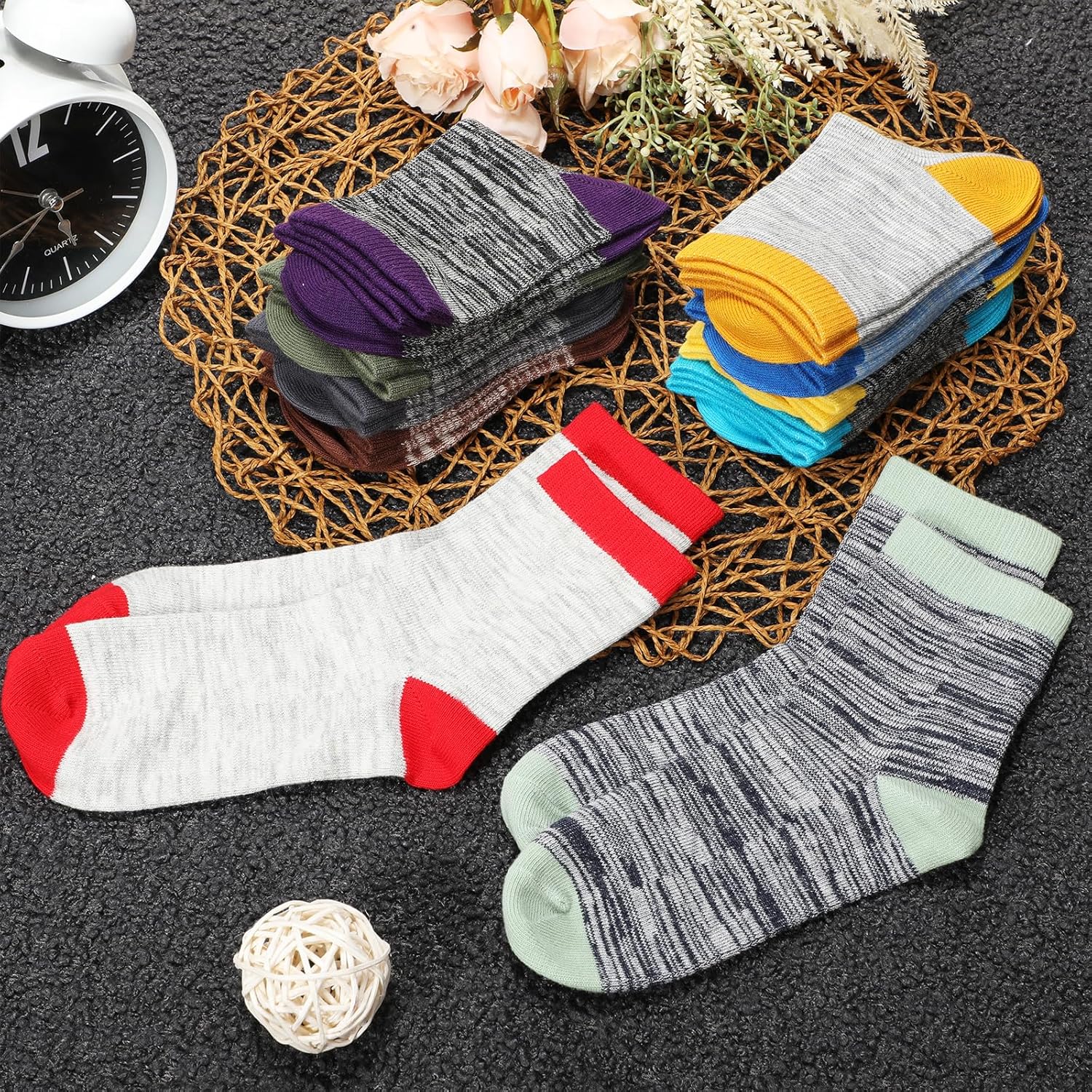 Chuarry 50 Pairs Kids Warmth Socks Bulk Soft Cotton Socks for Ankle Crew Breathable Athletic Winter Sports