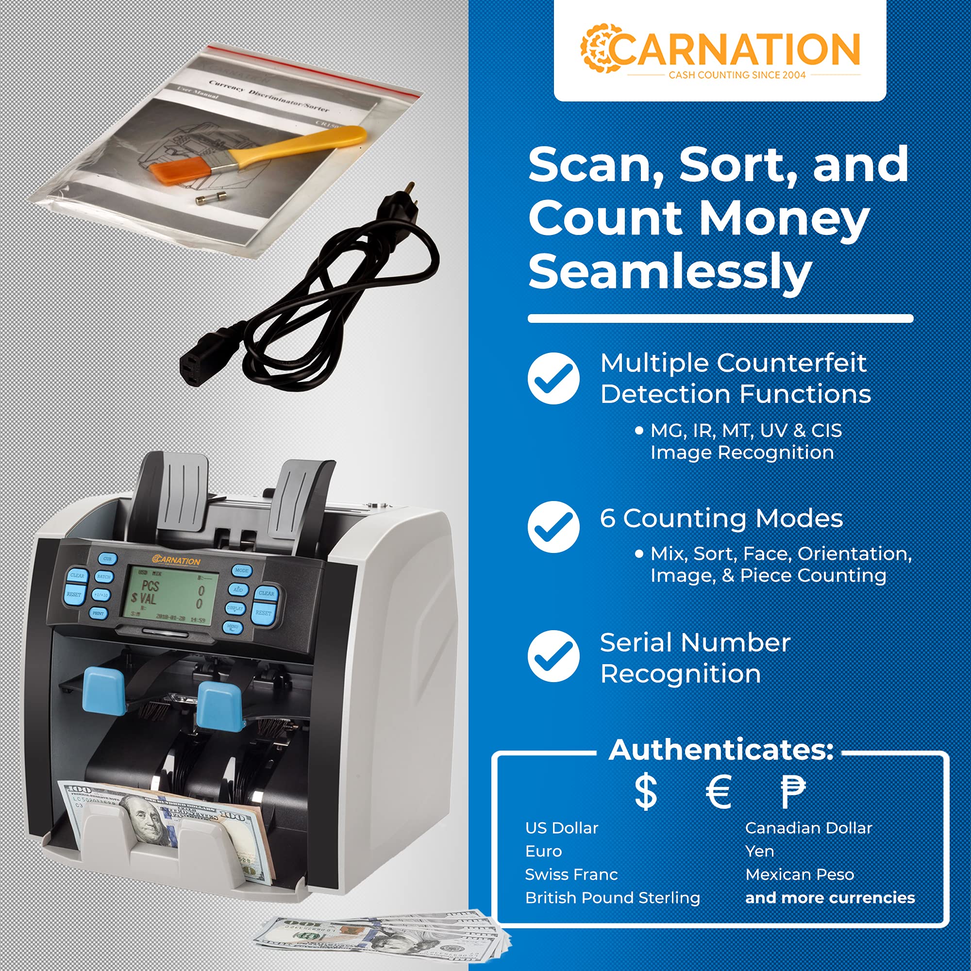 Buy Carnation CR1500 Cash Counter Machine with Mixed Denomination