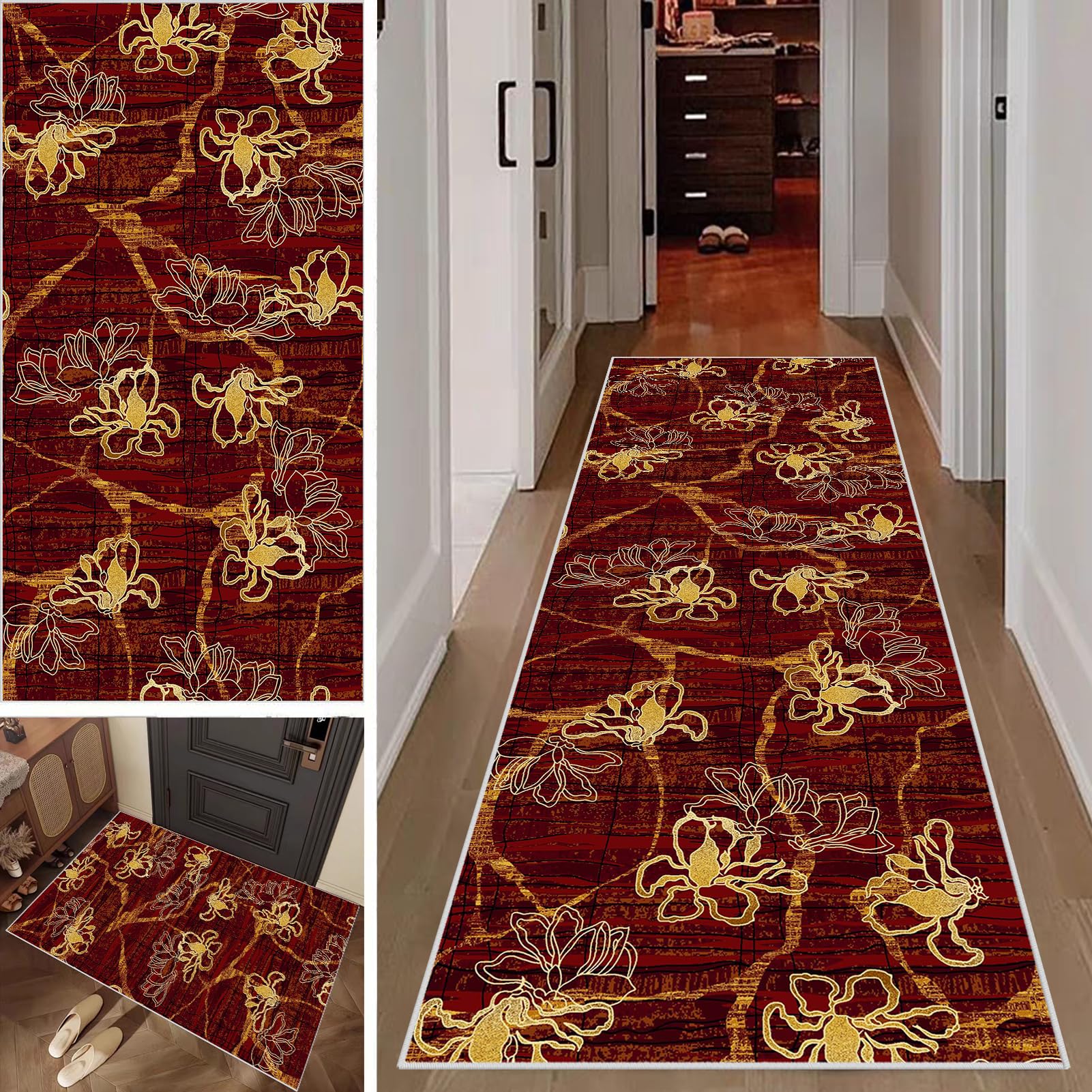 SUNMME Non Slip Kitchen Runner Rugs Carpet Runners for Hallway Machine Washable Hall Runner Narrow Rug Absorbent Area Rug Door Mats Runner Rug for Hallway Living Room Entryway 90 x 230 cm
