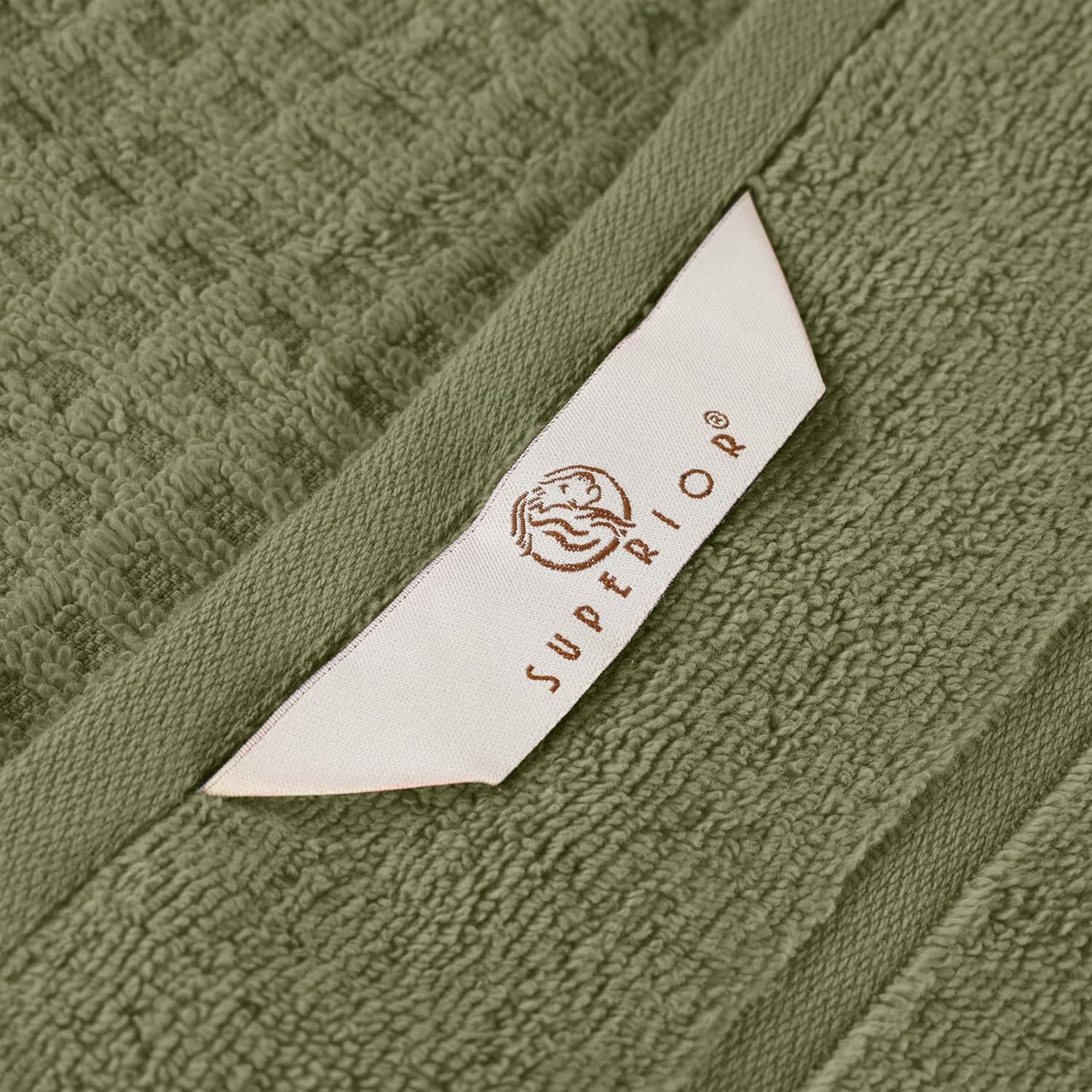 Superior Cotton 12-Piece Towel Set, Zero Twist, Waffle Border, Bathroom Essentials, Shower, Spa, Luxury Plush Soft Absorbent Towels, Includes 4 Bath, 4 Hand, 4 Washcloth/Face Towels, Forest Green