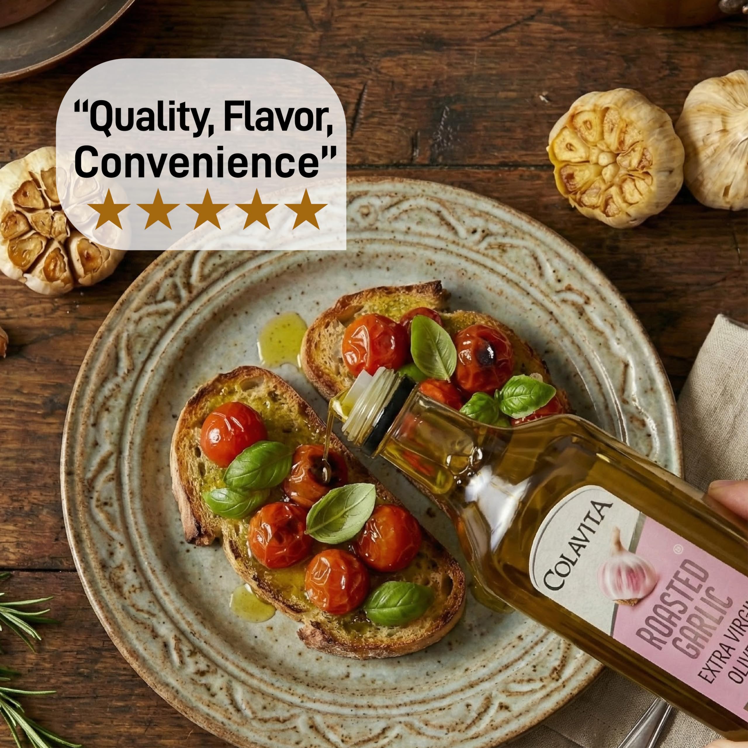Colavita Roasted Garlic Extra Virgin Olive Oil, 32 Ounce