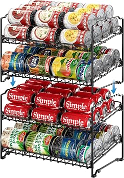 Simple Houseware 2 Tier Stackable Can Rack, Black, 2 Pack