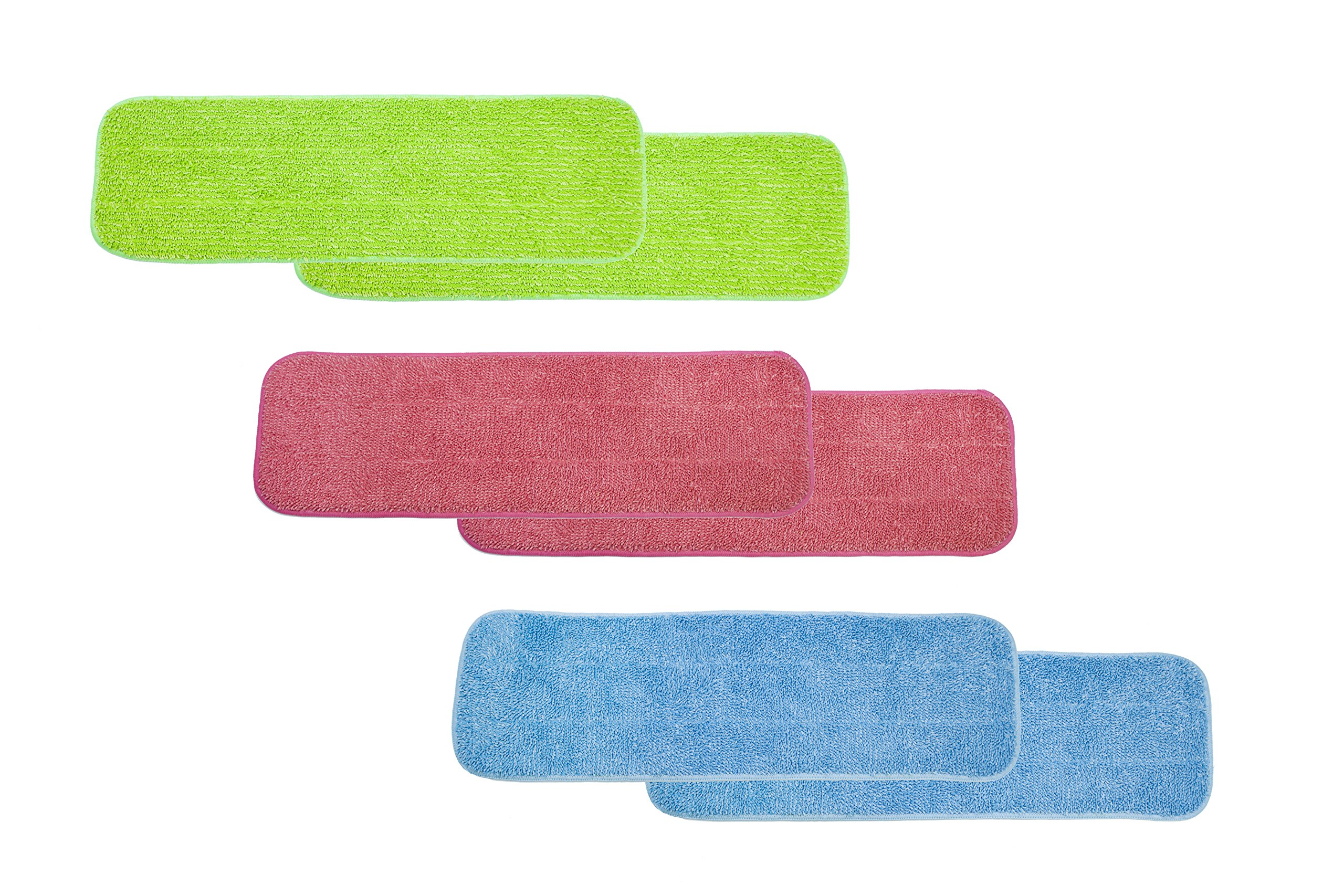 LTWHOME18" Multi-Color Combination Microfiber Commercial Mop Refill Pads Fit for Wet or Dry Floor Cleaning (Pack of 6)