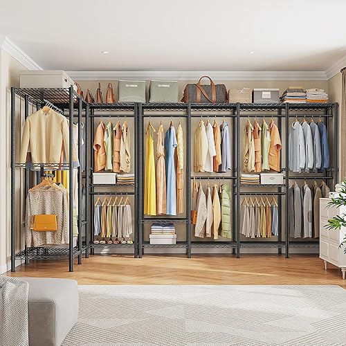 Miniatura 6 de Raybee Perchero de ropa resistente de 77 pulgadas de alto, para colgar ropa, carga de 985 libras, estante de ropa de metal resistente y portátil,