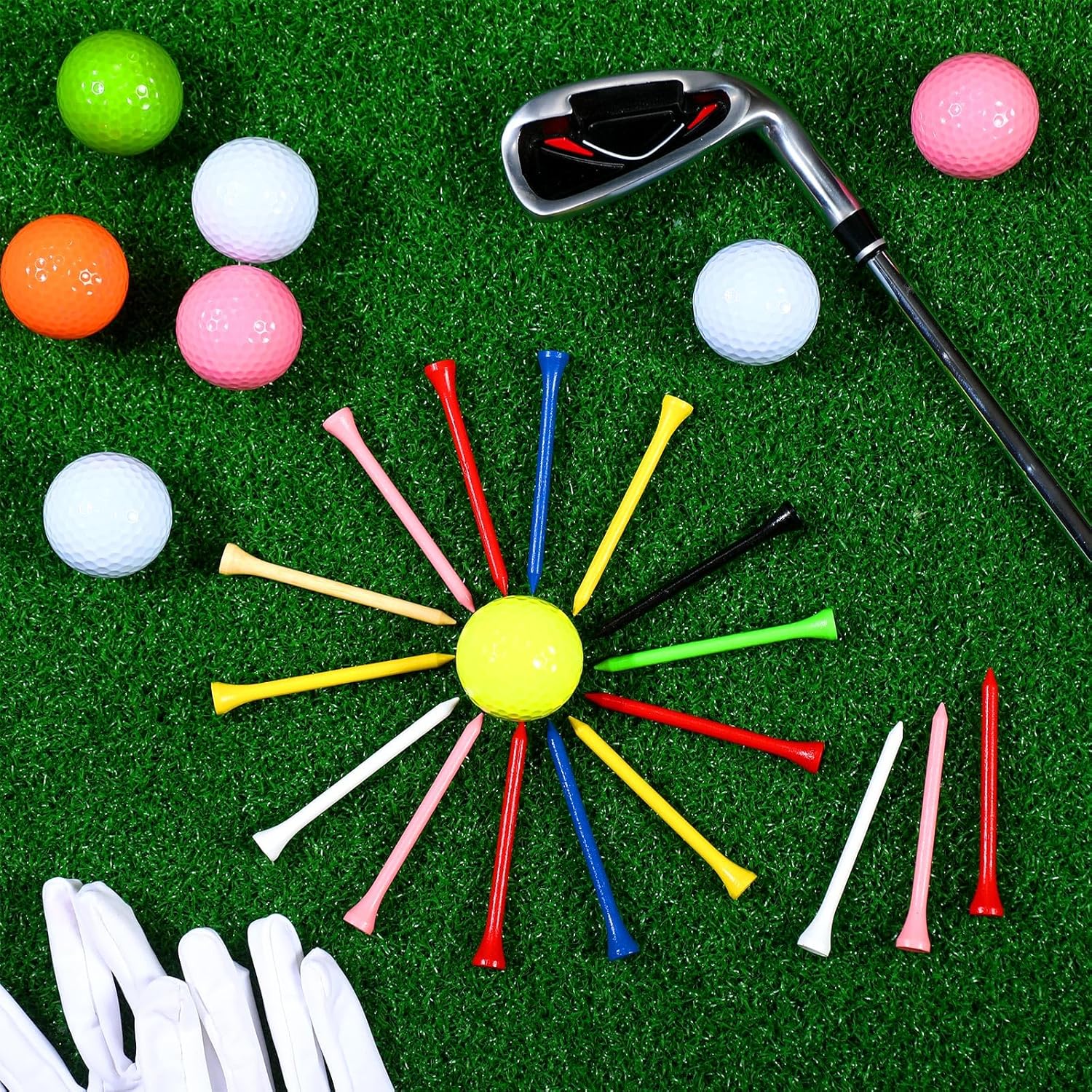 Mudder 2000 Pcs Bamboo Golf Tees Bulk Professional Golf Tees Reduce Friction Side Spin for Club Men Women Kids Accessories