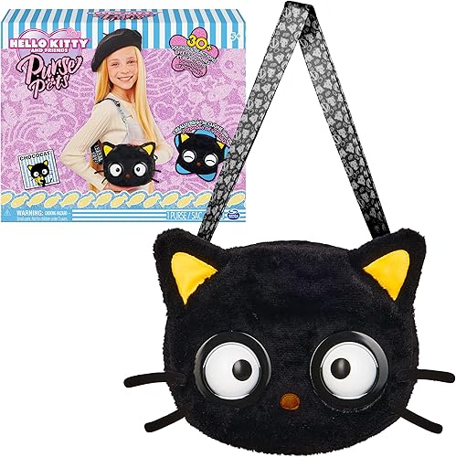 Purse Pets, Sanrio Hello Kitty and Friends, Chococat - Juguete interactivo para mascotas y bolso cruzado kawaii, más de 30 sonidos y reacciones,