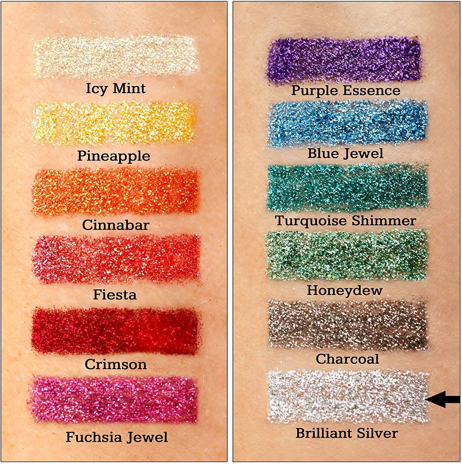 GLITTIES - Brilliant Silver - Cosmetic Grade Extra Fine (.006") Loose Glitter Powder Safe for Skin! Perfect for Makeup, Body Tattoos, Face, Hair, Lips, Soap, Lotion, Nail Art - (30 Gram Jar) : Beauty & Personal Care