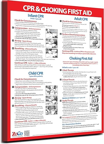 Miniatura 10 de Carteles de RCP (paquete de 5)  Carteles de maniobra Heimlich para restaurante  Laminados, 17 x 22 pulgadas  Carteles de primeros auxilios para