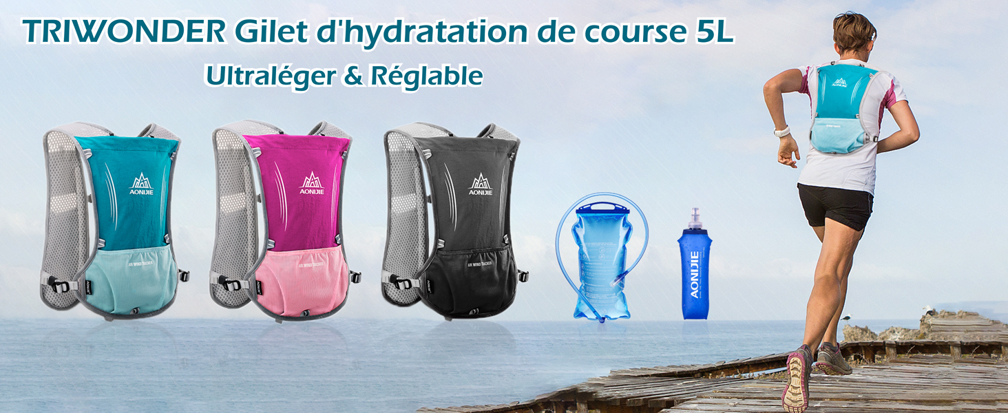 Gilet Trail Running Sac à Dos D'hydratation MoKo 1.5L - Veste De Course Légère Avec Poches Pour Running, Cyclisme, Randonnée Veste Course Eau