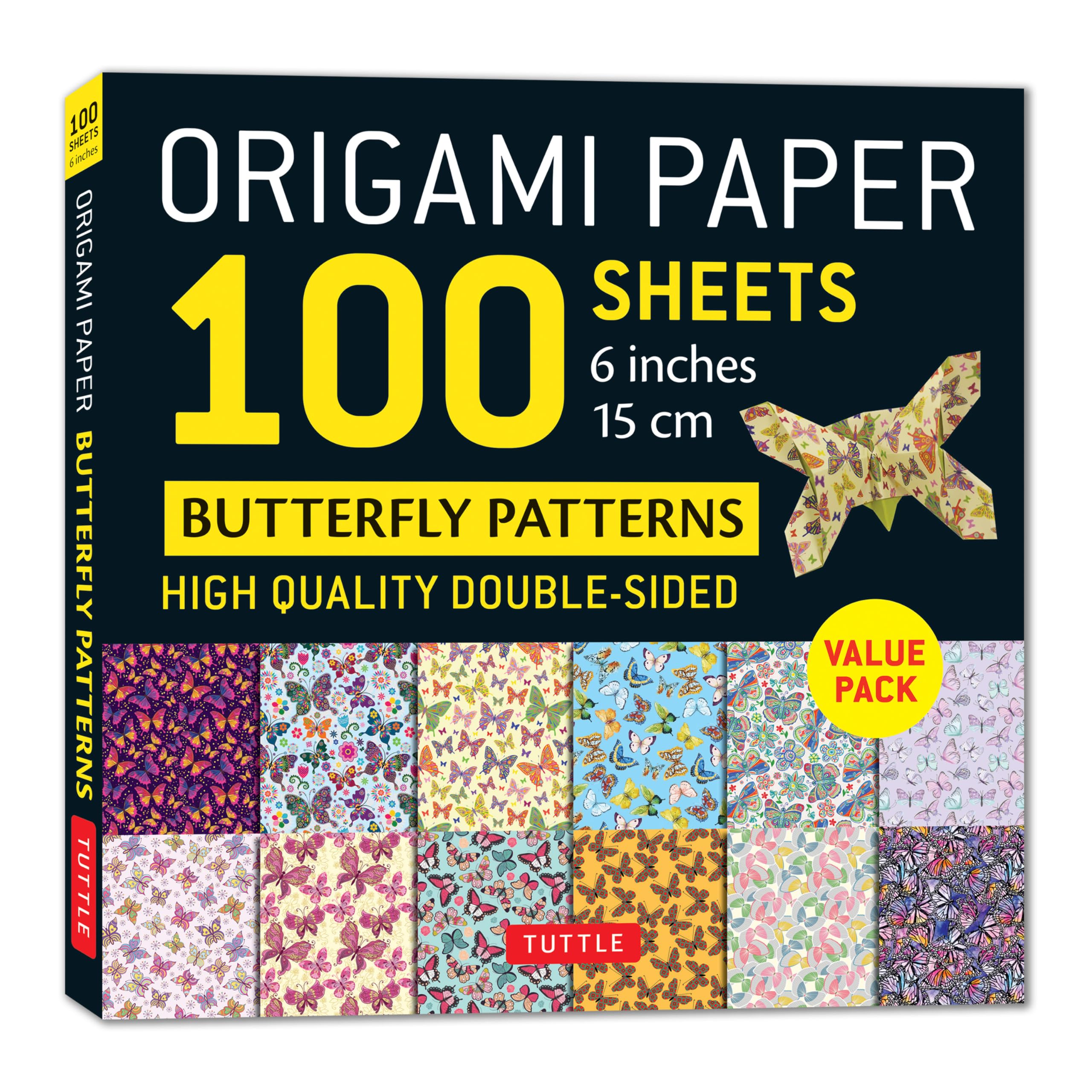 Origami Paper 100 Sheets Butterfly Patterns 6" (15 cm): Double-Sided Origami Sheets Printed with 12 Different Patterns (Instructions for Projects Included)