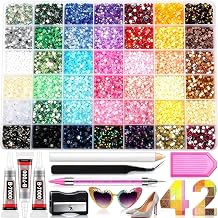 Bedazzling Kit, 42 Colors Flat Back Nail Rhinestones, Stress Relief & Relaxing Shiny Crystal Gem Set with Tweezers, Pickup Tool & Sort Tray, Bling Decor for Nail Art, DIY Craft, Apparel & Shoe Design