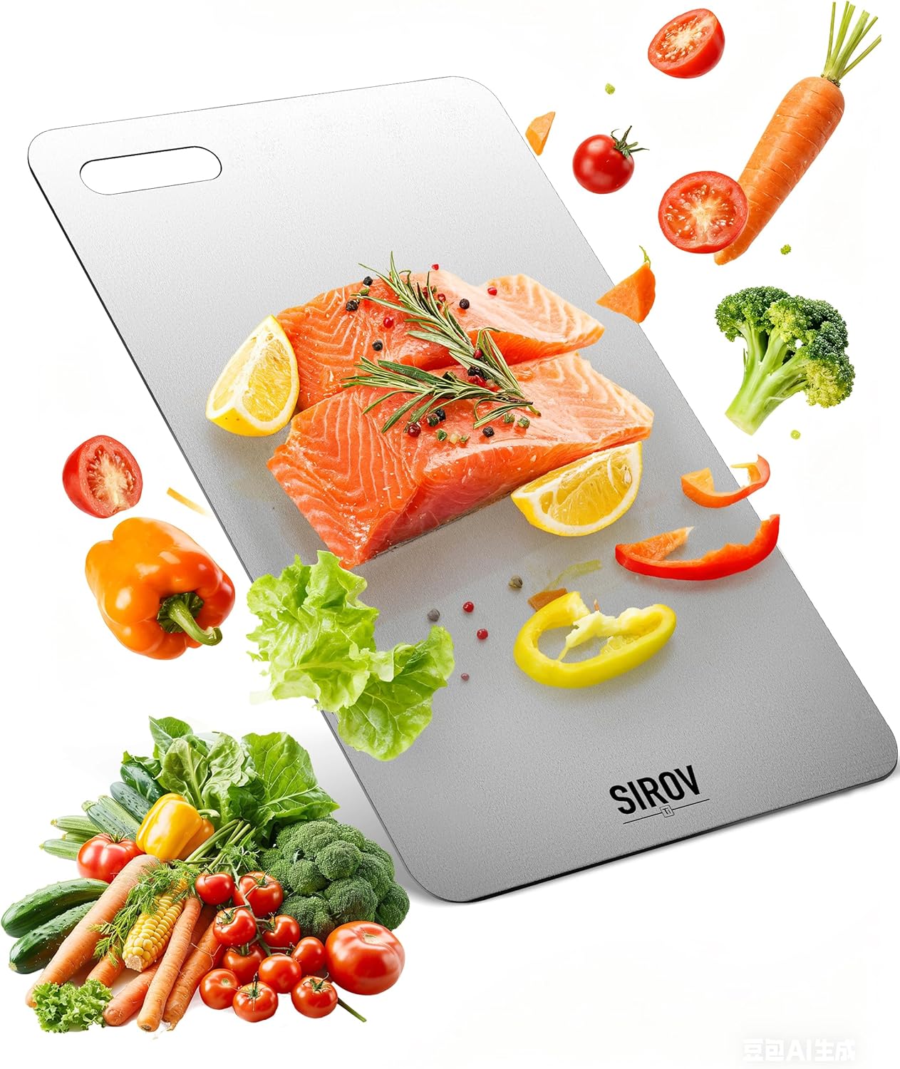 Titanium Cutting Board,100% Pure Titanium Kitchen Cutting Board, Non-Toxic & Dishwasher Safe, Durable and Hygienic for Meat, Fruit & Vegetables (16L*10W) 16"L x 10"W