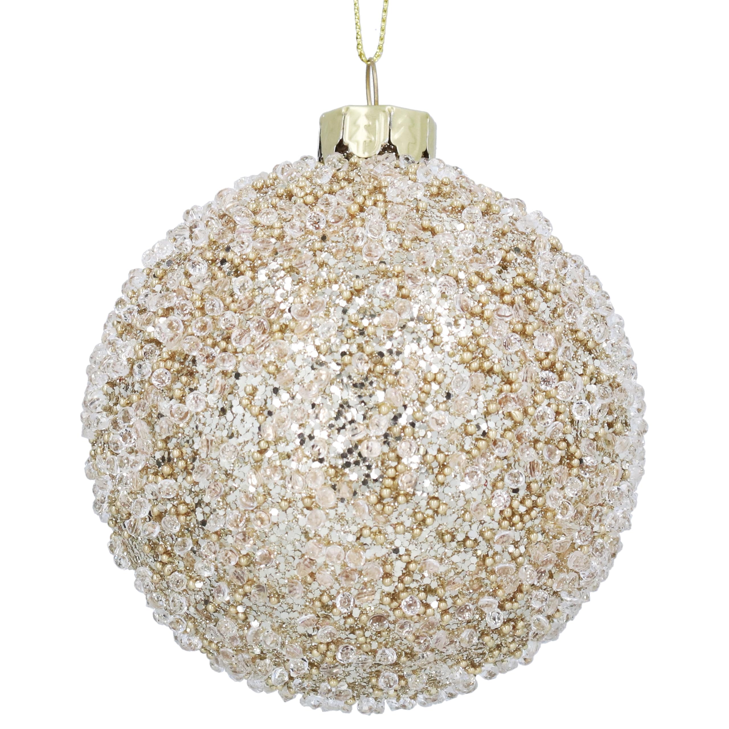 Gisela Graham Gold Pale Beaded Bauble, 8Cm