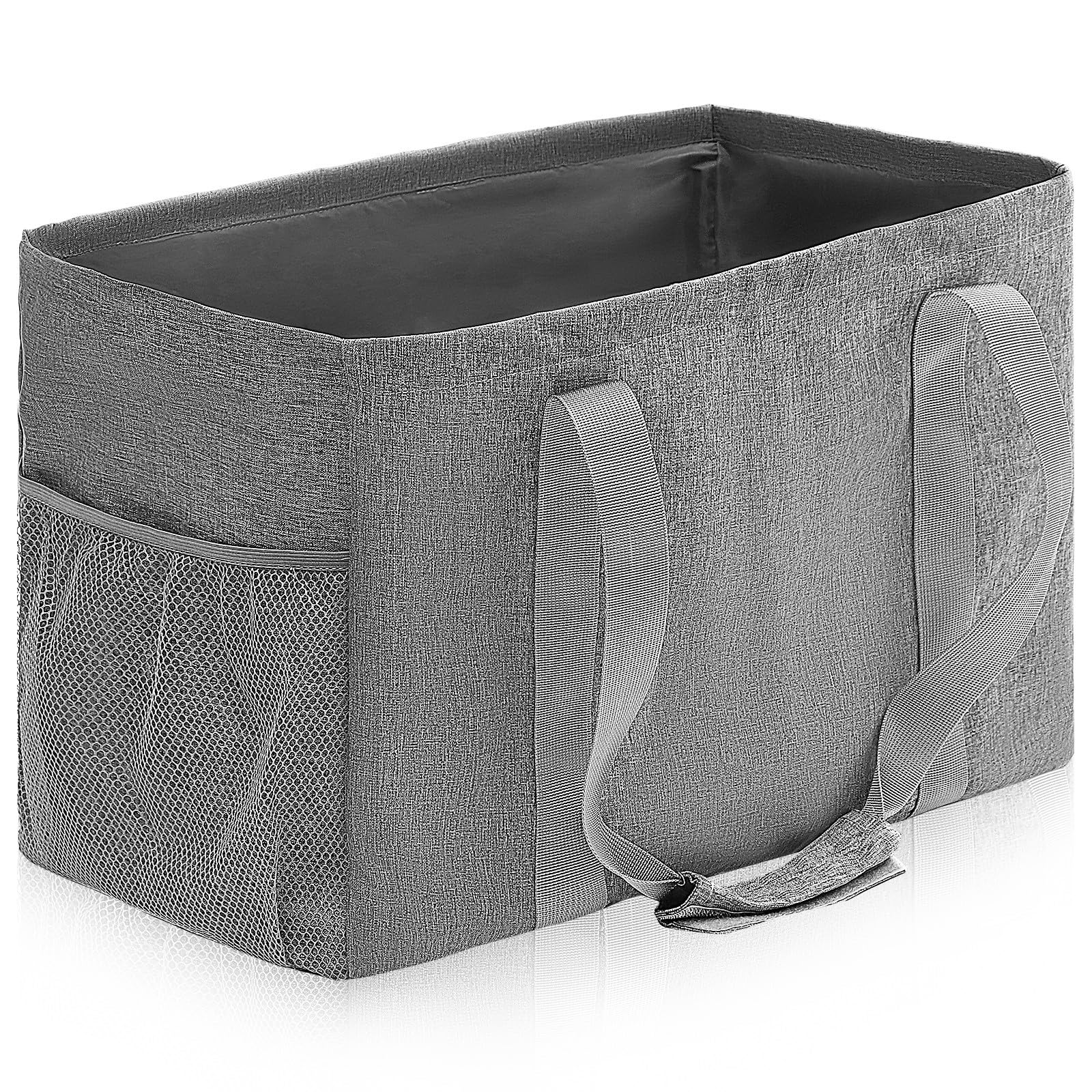 FUOYLOO Borsa della Spesa Pieghevole in Tela di Cotone 45,5x25,5x30,5 Cm con Manici Rinforzati e Tasche Multiple, Grande Capacità Riutilizzabile per Picnic, Viaggi e Uso Quotidiano