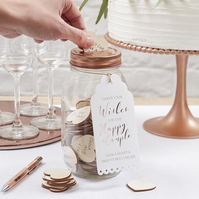 Ginger Ray Alternative Wedding Guestbook Wishing Jar Beautiful Botanics, Pink