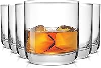 JoyJolt Faye Crystal Lowball Glasses Set of 6 - 10oz Rocks Tumblers for Whiskey Scotch Bourbon, Dishwasher Safe Double Old Fashioned Glasses