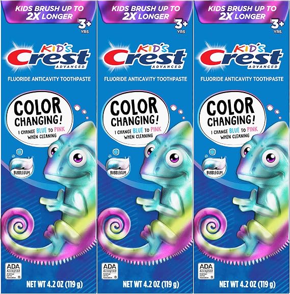 Crest Advanced Kid's Fluoride Toothpaste, Bubblegum Flavor, 4.2 oz, 3 Count, Color-Changing Anticavity Toothpaste
