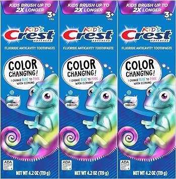 Crest Advanced Kid's Fluoride Toothpaste, Bubblegum Flavor, 4.2 oz, 3 Count, Color-Changing Anticavity Toothpaste