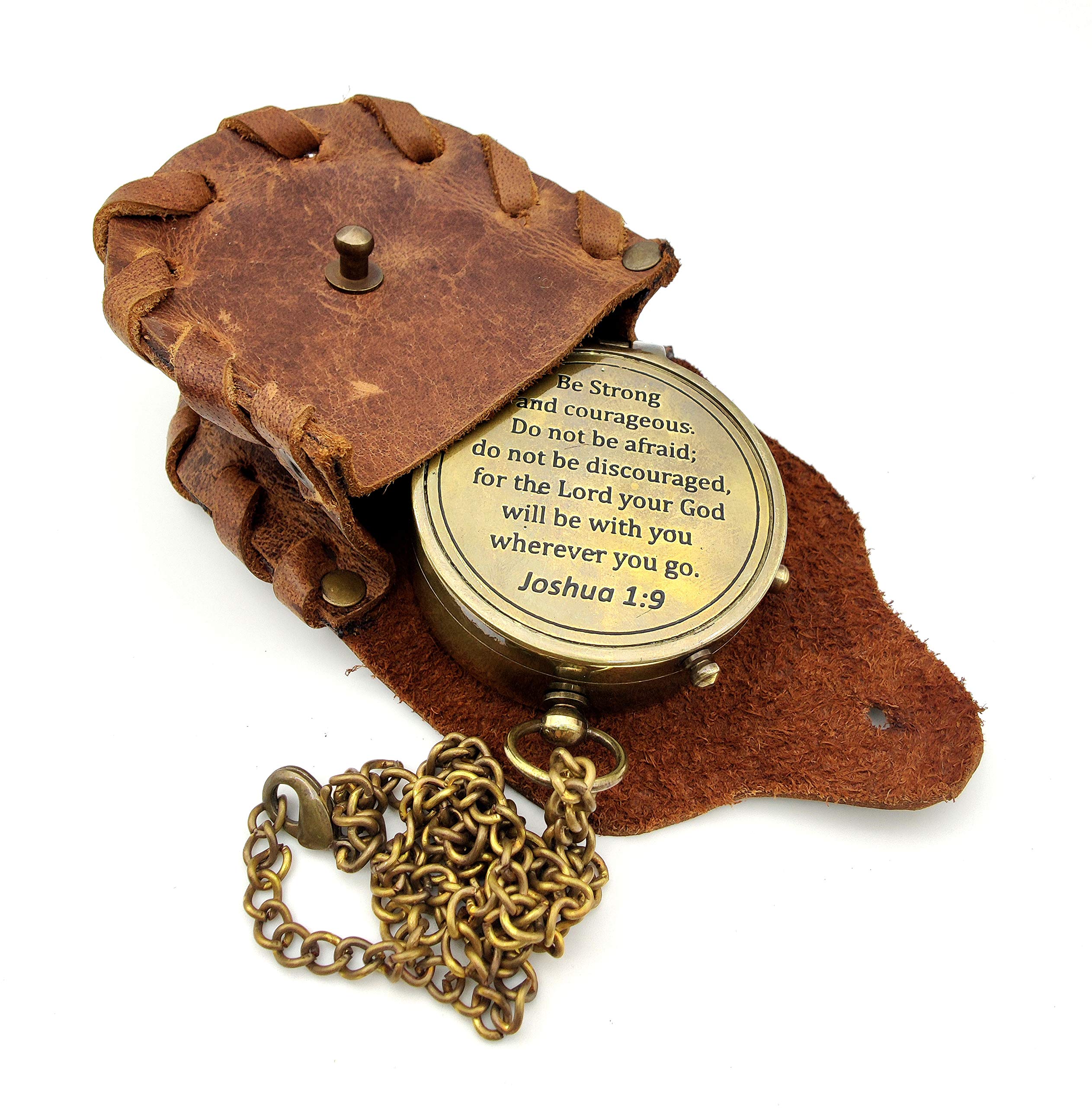 OCEAN REPLICAS Be Strong and Courageous Engraved Compass, Best Easter, Birthday Gifts, Graduation Gifts, Wedding Gifts, Joshua 1:9