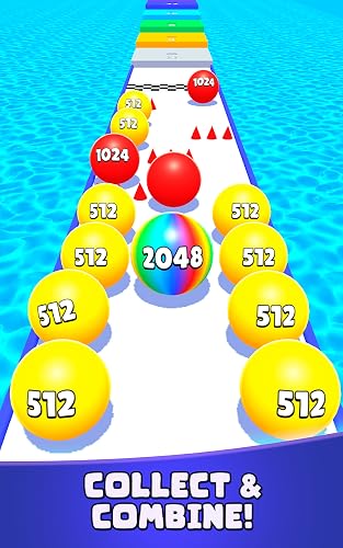 Merge Race 2048 - Run Puzzle Game: Ball Merge Rush 3D, Match Numbers, Dodge Traps, Rolling Track Logic, Fun Adventure – vue 3