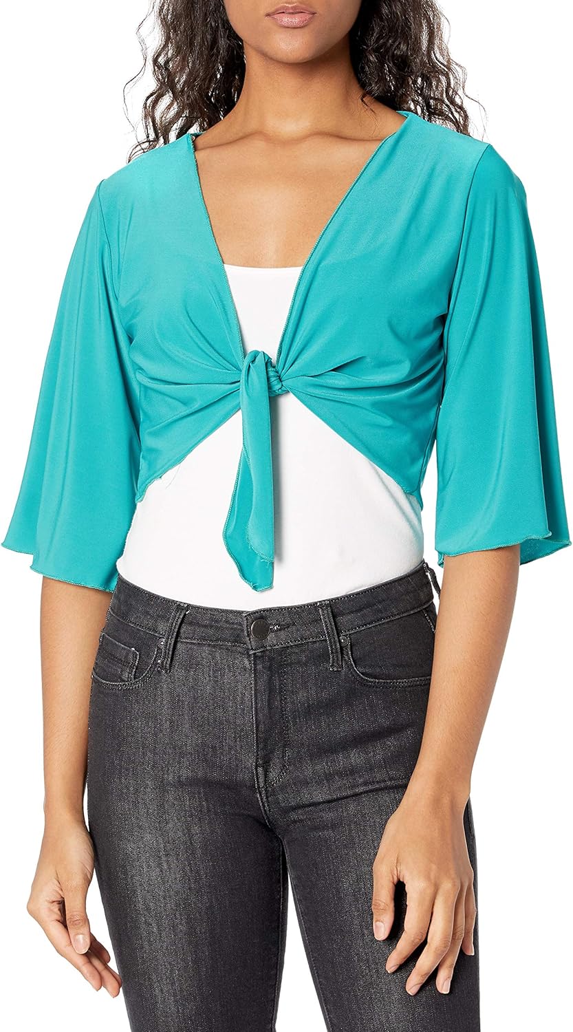 Star Vixen Womens Tie Front Elbow Sleeve Cardigan