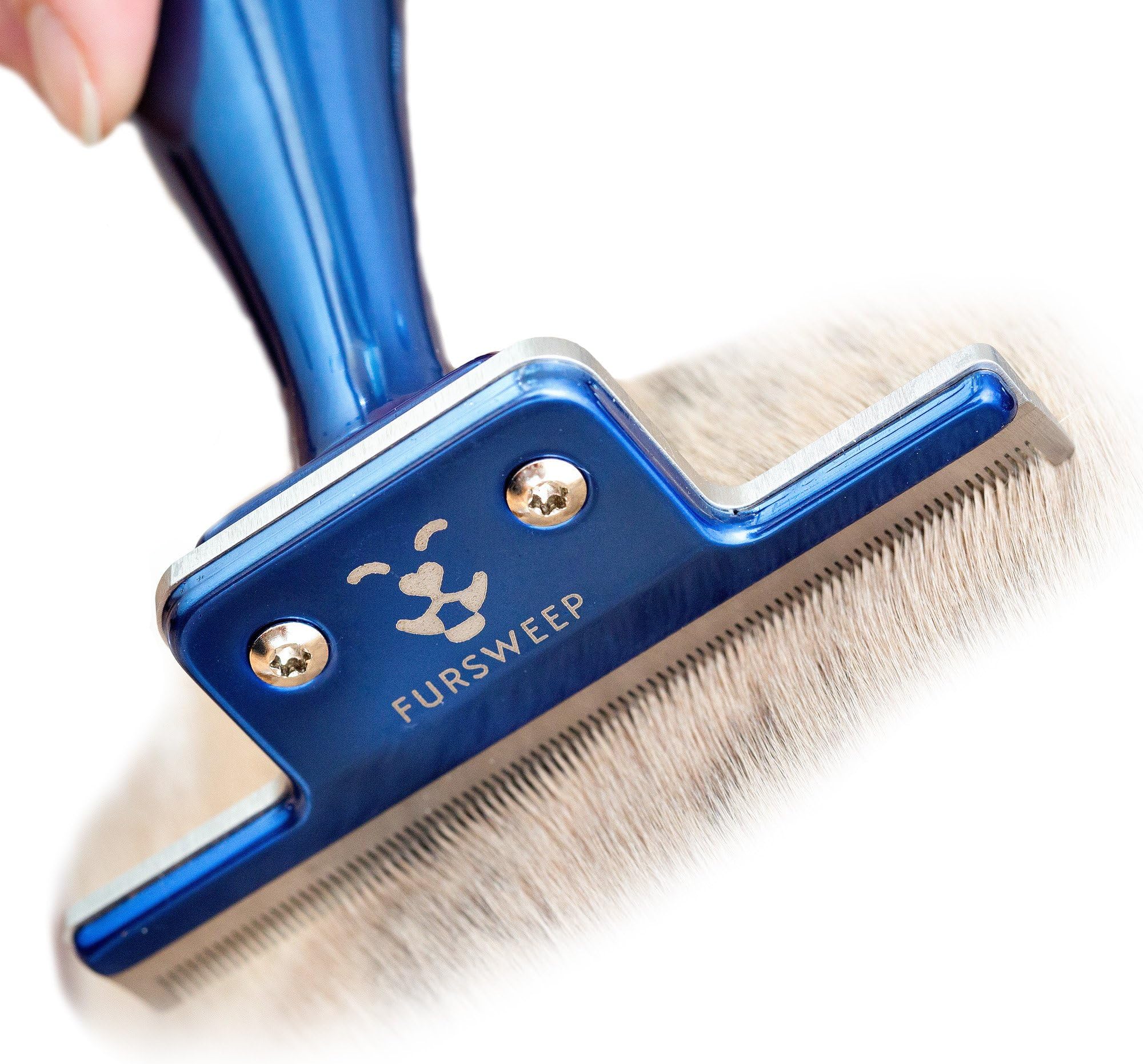 Shedding Brush for Cat & Dog, Stainless Steel Deshedding Tool for Grooming Short and Long Pet Hair, Reduces Moulting by up to 90%, Shiny Blue
