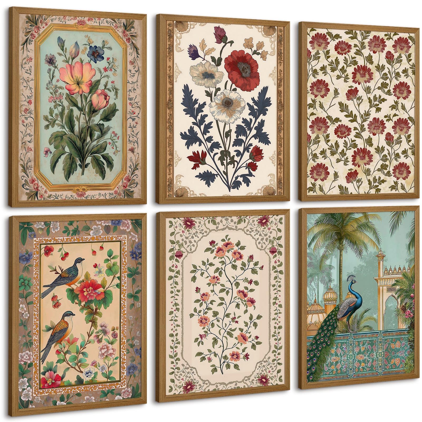 SYYANKK Vintage Floral Indian Wall Art Set