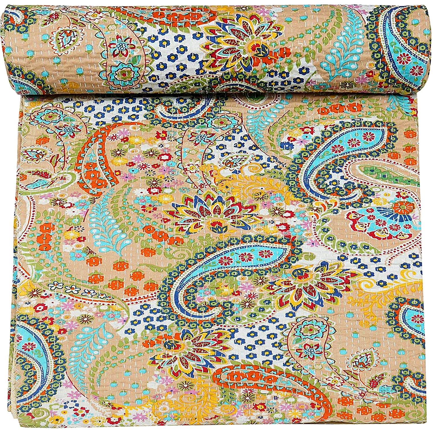 Amazon｜Rajasthaniartdecorヴィンテージハンドメイドカンタキルト