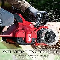 Vista 7 de Motosierra inalámbrica de 58 V, motosierra eléctrica sin escobillas, motosierra alimentada por batería de 16 pulgadas con batería de 4.0 Ah