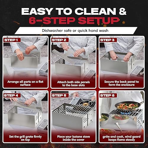 Miniatura 6 de Chef Master Cubierta para estufa de butano, ajuste universal de acero inoxidable de alta calidad, cualquier estufa de campamento de tamaño estándar,