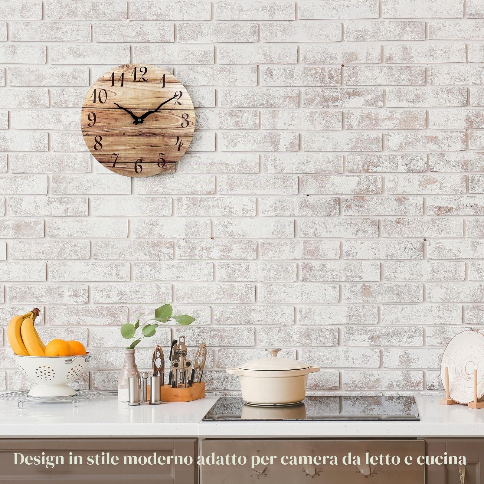 Plumeet Orologio da Parete, Orologi da Parete in Legno Senza Cornice da 30cm con Movimento al Quarzo Silenzioso, Orologi Rustici in Legno di Noce per Cucina, Camera da Letto, Soggiorno, Marrone