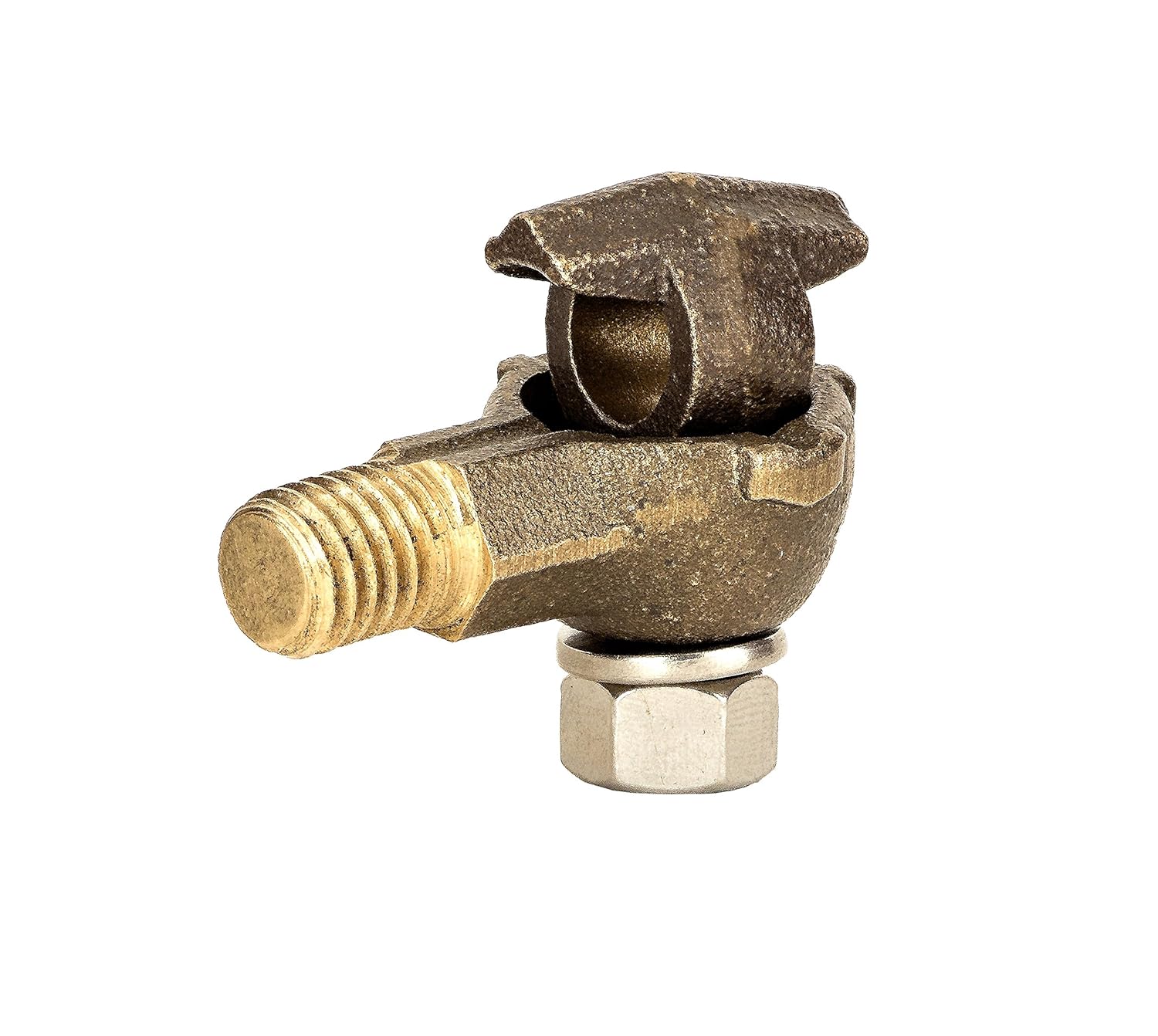 Transformer Ground Clamps, Eye Bolt Style with Plain Finish, 8 sol - 2/0 str Copper Conductor Range, 0. 128/0. 419" Wire Diameter, 7/8" Width, 1-7/16" Height, 1-31/32" Length