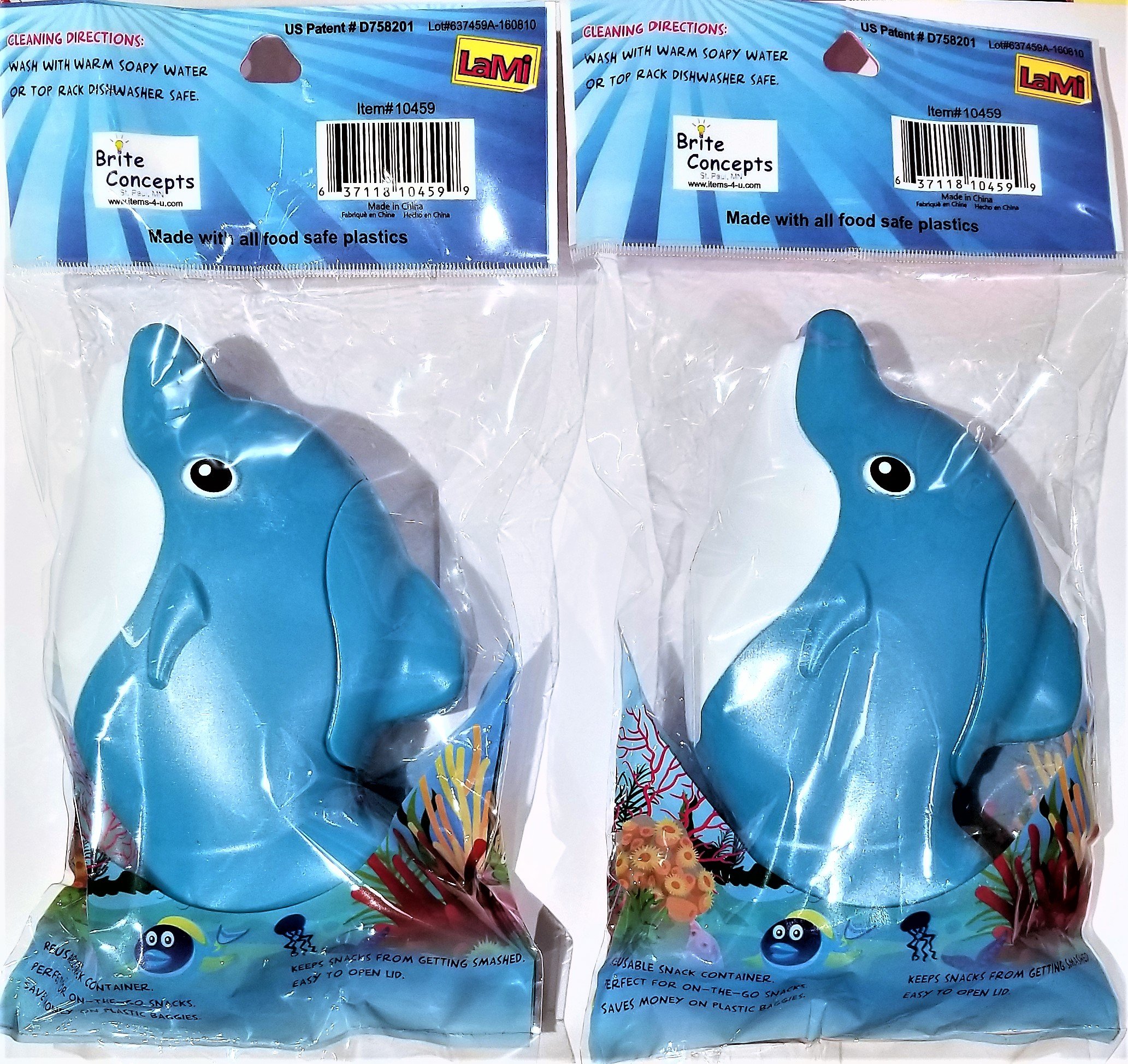 Amazon.com: Brite Concepts Dolphin Snack Box, Plastic, 2-pack