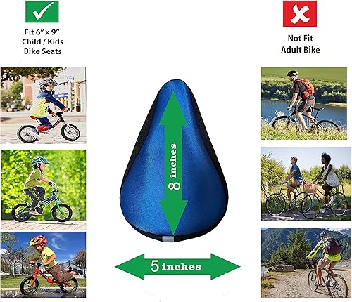 Miniatura 2 de Funda de cojín de gel para asiento de bicicleta para niños, 8 x 5 pulgadas, funda de asiento de bicicleta para niños, almohadilla de sillín de