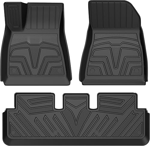 MOSTPLUS Revestimientos de goma de caucho para todo tipo de clima para asiento delantero y trasero, alfombrillas compatibles con Tesla Model 3 2017,