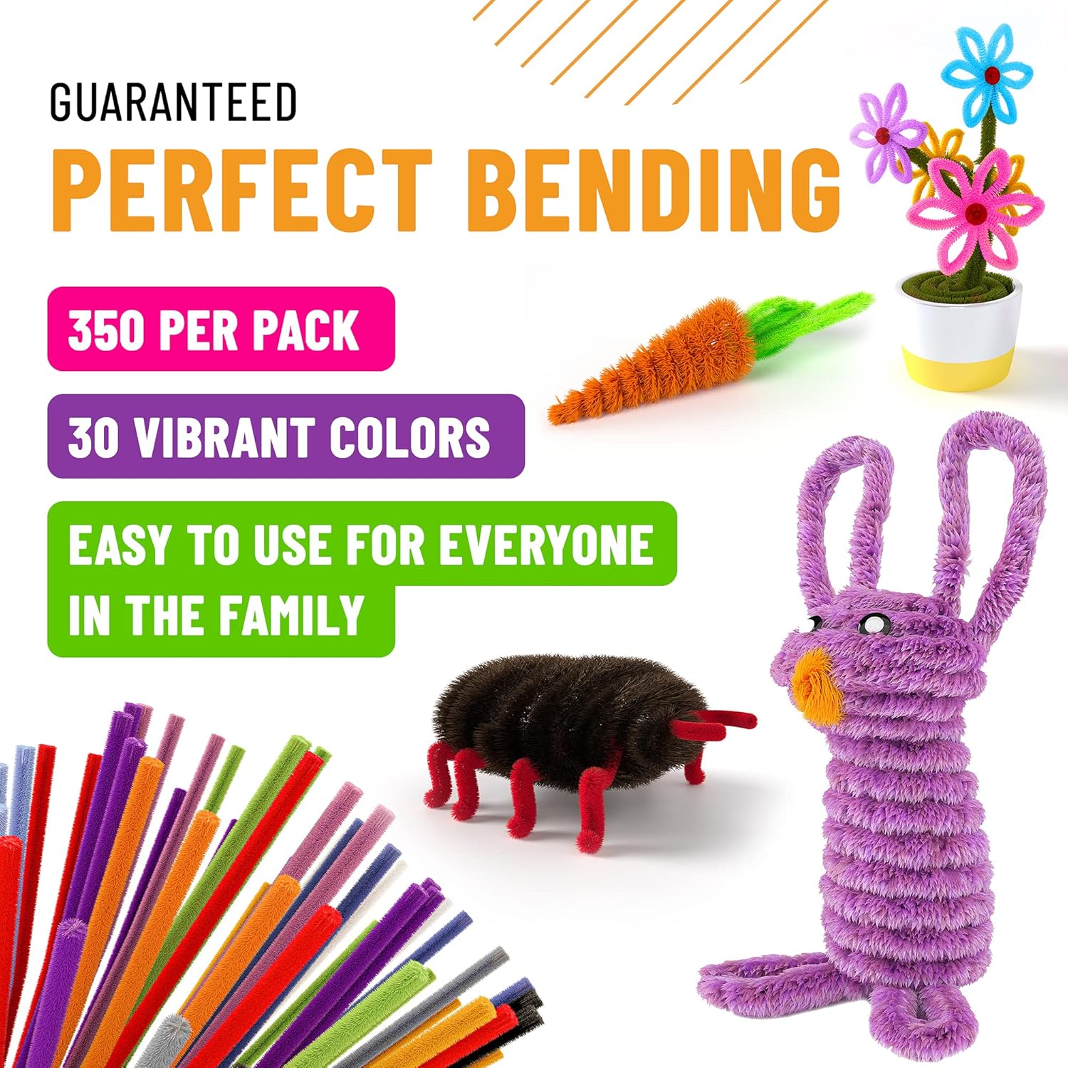Home Pro Shop 350 Pieces Pipe Cleaners for Craft Supplies - Soft Bristle, Flexible & Durable Pipe Cleaner for Crafts, Fun Creative DIY Ar, & Decorations - 6mm x 12inch Chenille Stems in 30 Colors : Arts, Crafts & Sewing