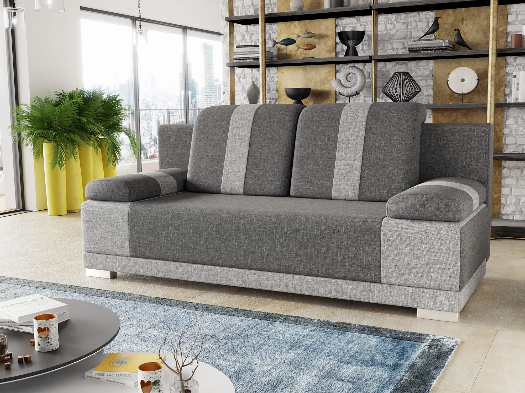 Sofnet - Schlafsofa Imola mit Bettkasten (Grau, Sawana 05 + 21)