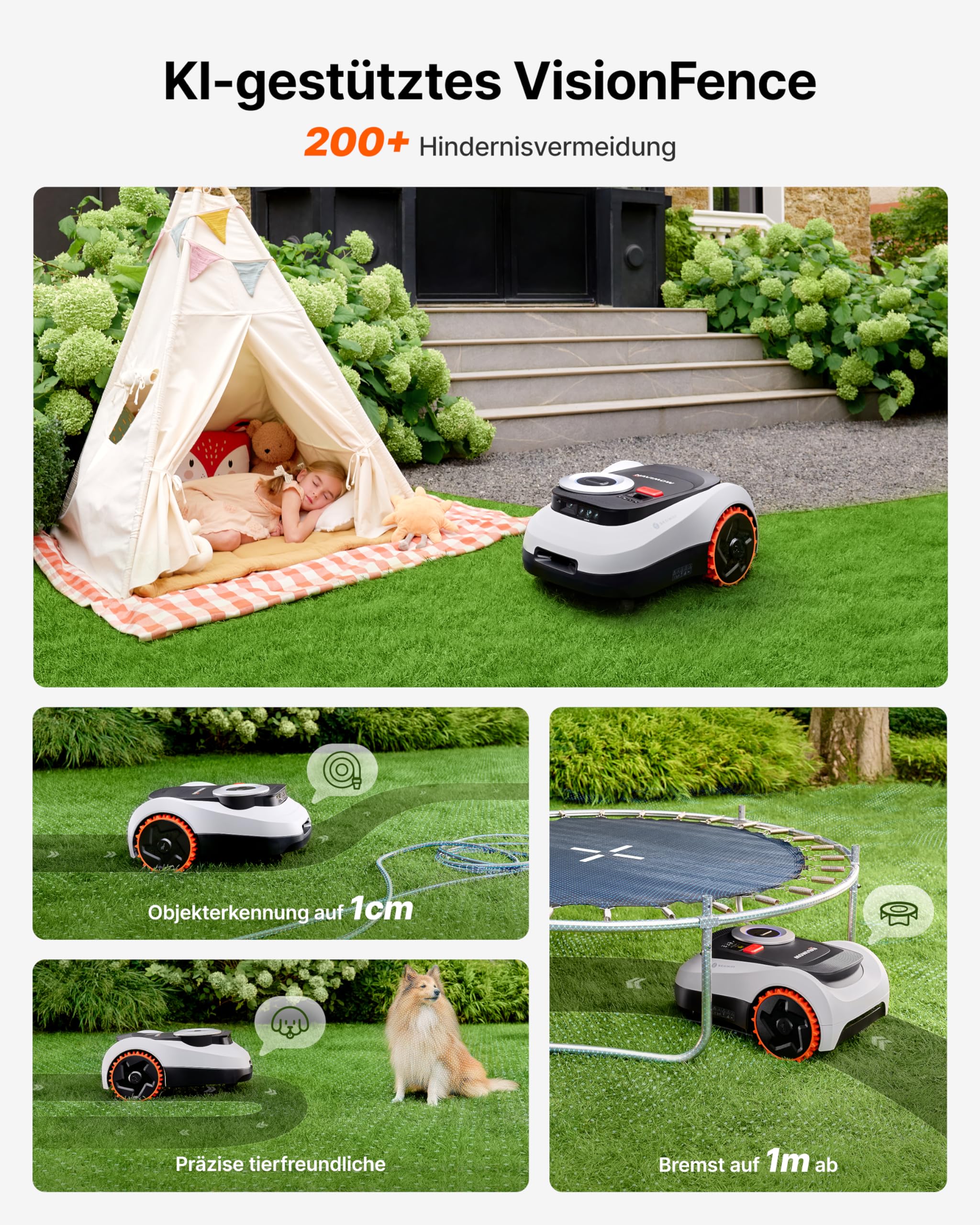 Segway Navimow i208 LiDAR + Garage M, Mähroboter ohne Begrenzungskabel für 800 m², bis 45% Steigung, Solid-State LiDAR + Vision, Auto. Kartieren, int. 4G, Ohne Drähte oder Antenne (separater Versand)