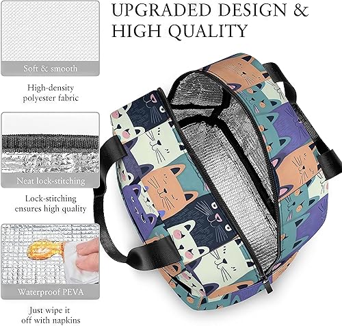 Miniatura 6 de LUCYSMARSHOP - Lonchera para gatos pequeños para adolescentes, niñas, jóvenes y niñas para la escuela, simple y bonita, bolsa refrigeradora,