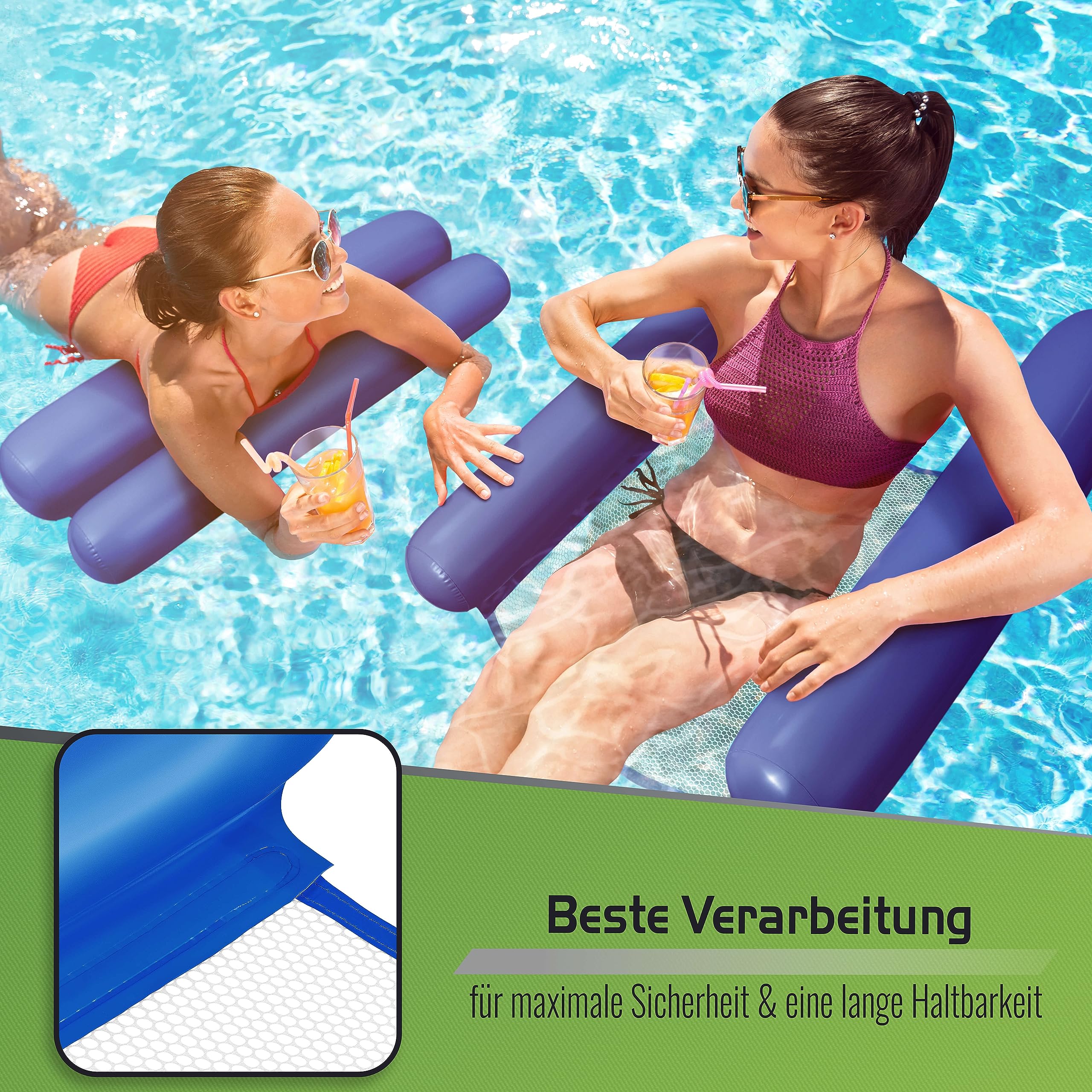 Balinco Opblaasbare Hangmat Voor Volwassenen, Waterspeelgoed Kinderen Luchtmatras Water Watermatras Relaxmat Waterhangmat Zwembadfeest Groen 1986324072