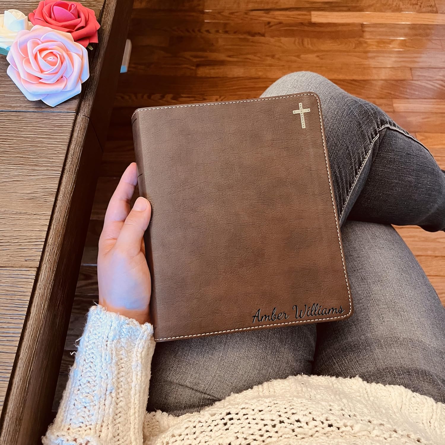 STARKENBURG COMPANY Personalized NIV Bible with name Engraved, NIV Journaling Bible, Custom Engraved Name, New International Version, Baptism Gifts