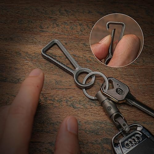 Miniatura 4 de KeyUnity Clip de llavero de mosquetón de titanio KD00 y llavero dividido KA20 para paquete de llavero