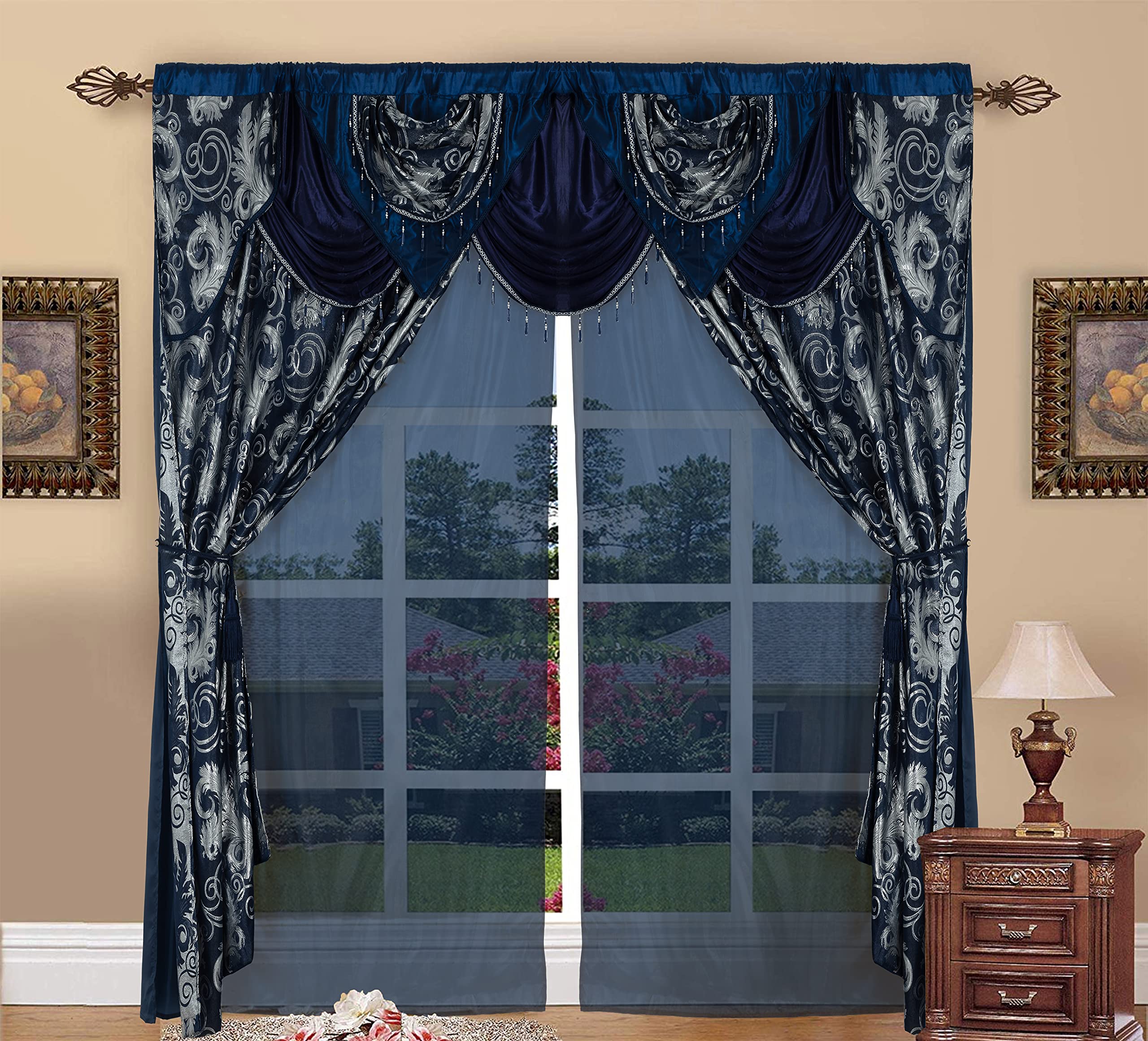MYRU Tende Jacquard Oro 2 Pannelli – Lusso Europeo Per Soggiorno E Camera Da Letto, 167x213 Cm Ciascuno